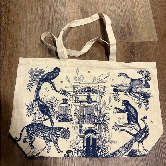 Sezane Tote Bag with Blue Animal Print - Picture 4 of 4